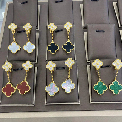 [Marin-Jewelry]CLOVER  2 MOTIFS  DIAMOND  EARRINGS (MULTIPLE CHOICESç´
