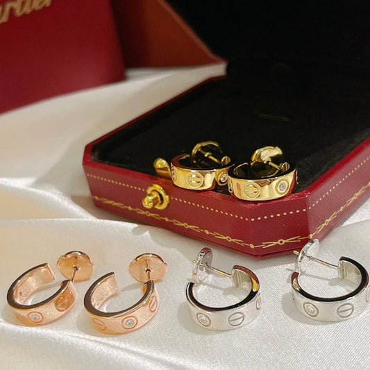 [Marin-Jewelry]BOUCLES D'OREILLES LOVE 5,7 MM 2 DIAMANTS