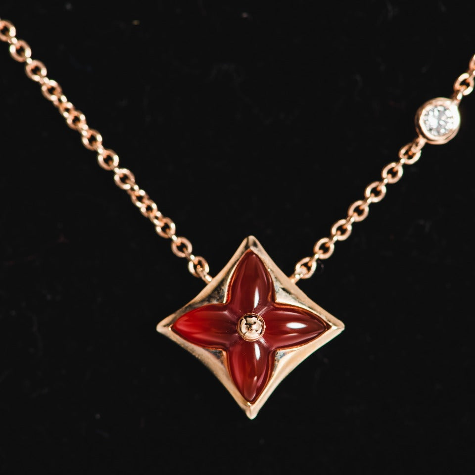 [Marin-Bijoux]COLLIER ÉTOILE OR ROSE 1 DIAMANT