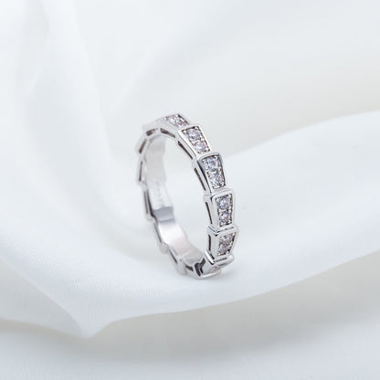 [⭐Marins]SERPENTI RING SILVER DIAMOND PAVED 3MM