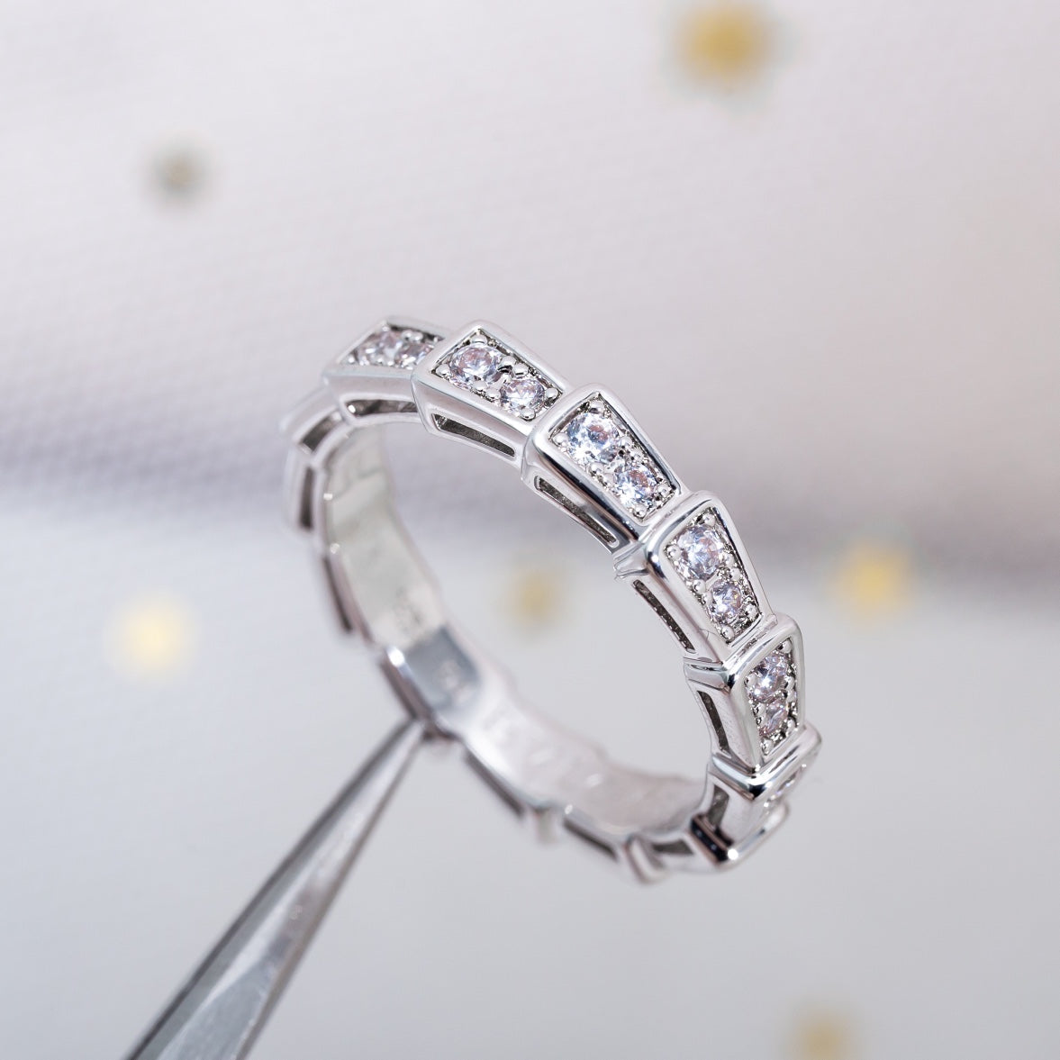 [⭐Marins]SERPENTI RING SILVER DIAMOND PAVED 3MM