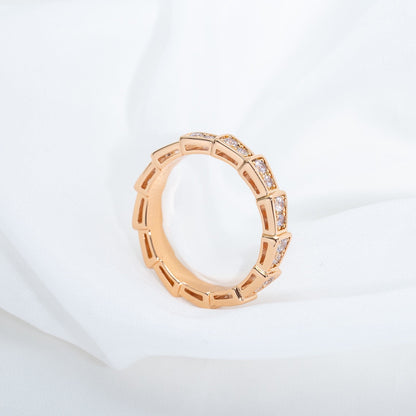 [⭐Marins]SERPENTI RING PINK GOLD DIAMOND PAVED 3MM