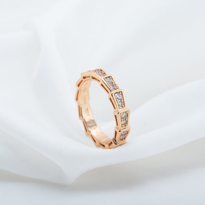 [⭐Marins]SERPENTI RING PINK GOLD DIAMOND PAVED 3MM