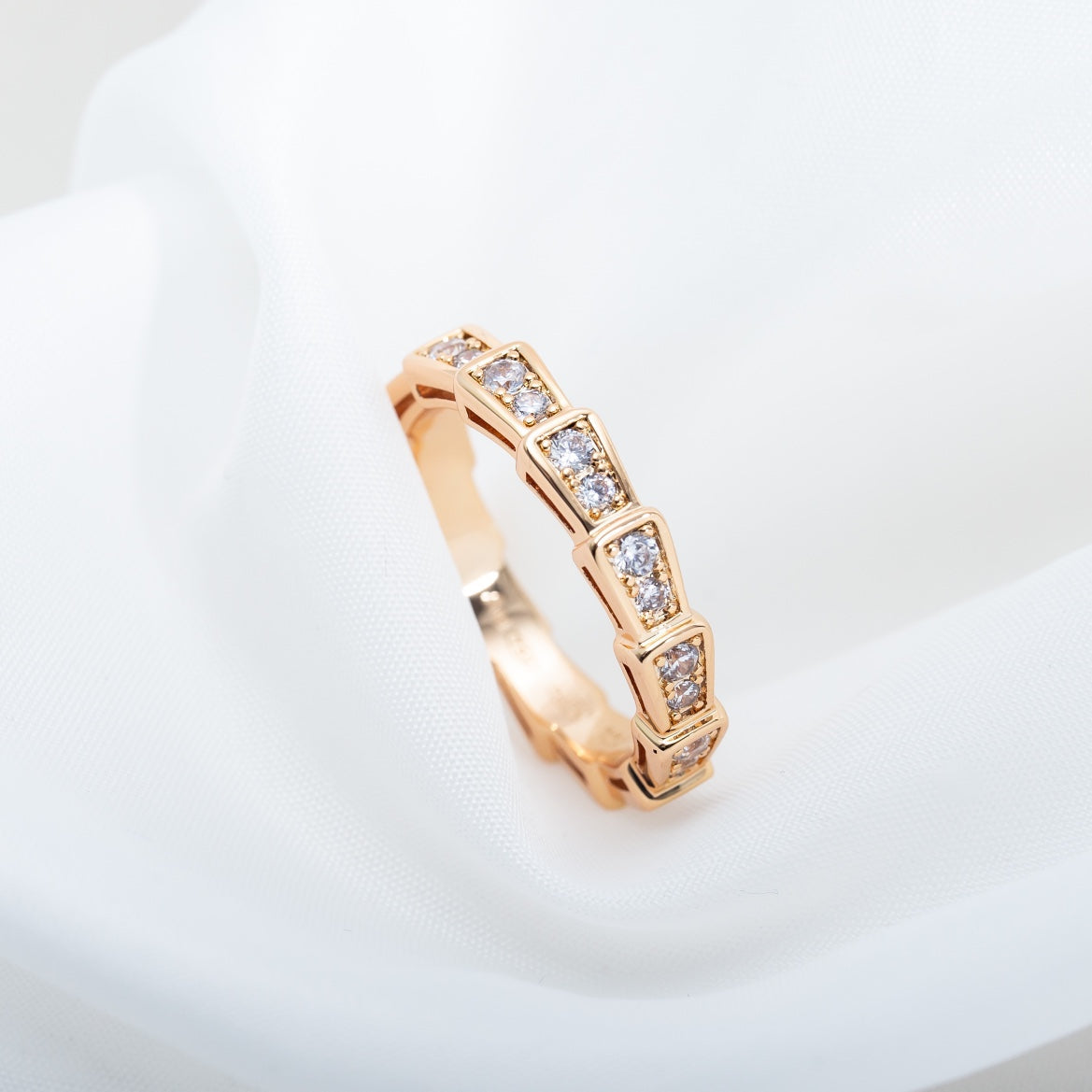[⭐Marins]SERPENTI RING PINK GOLD DIAMOND PAVED 3MM