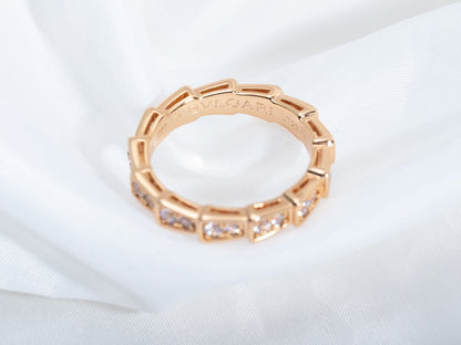 [⭐Marins]SERPENTI RING PINK GOLD DIAMOND PAVED 3MM