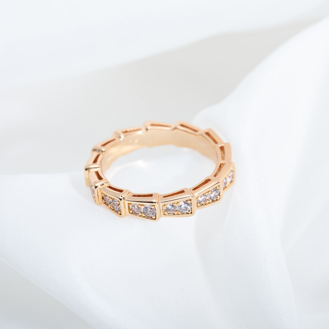 [⭐Marins]SERPENTI RING PINK GOLD DIAMOND PAVED 3MM