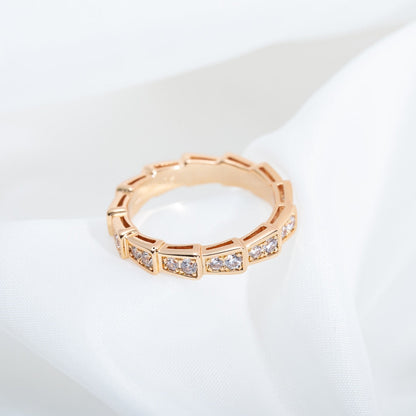 [⭐Marins]SERPENTI RING PINK GOLD DIAMOND PAVED 3MM