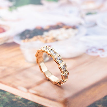 [⭐Marins]SERPENTI RING PINK GOLD DIAMOND PAVED 3MM
