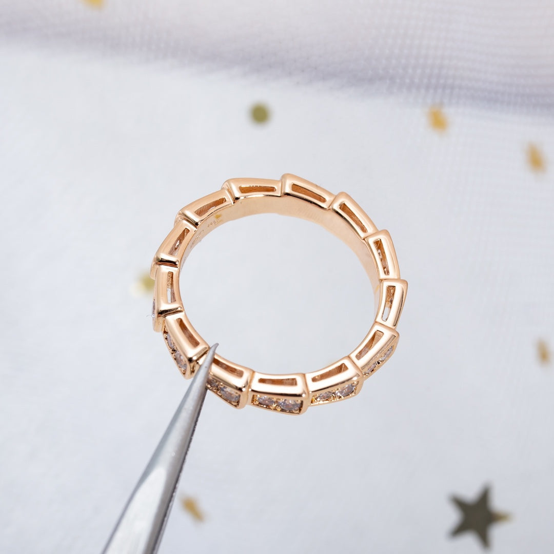 [⭐Marins]SERPENTI RING PINK GOLD DIAMOND PAVED 3MM