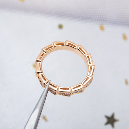 [⭐Marins]SERPENTI RING PINK GOLD DIAMOND PAVED 3MM