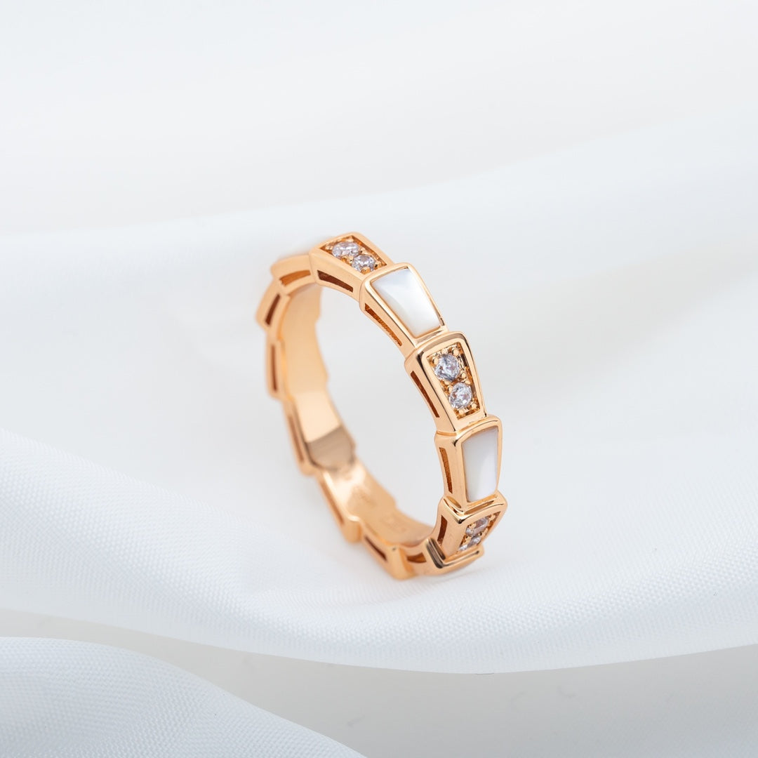 [⭐Marins]SERPENTI RING PINK GOLD DIAMOND MOP 3MM