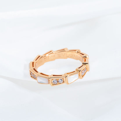 [⭐Marins]SERPENTI RING PINK GOLD DIAMOND MOP 3MM