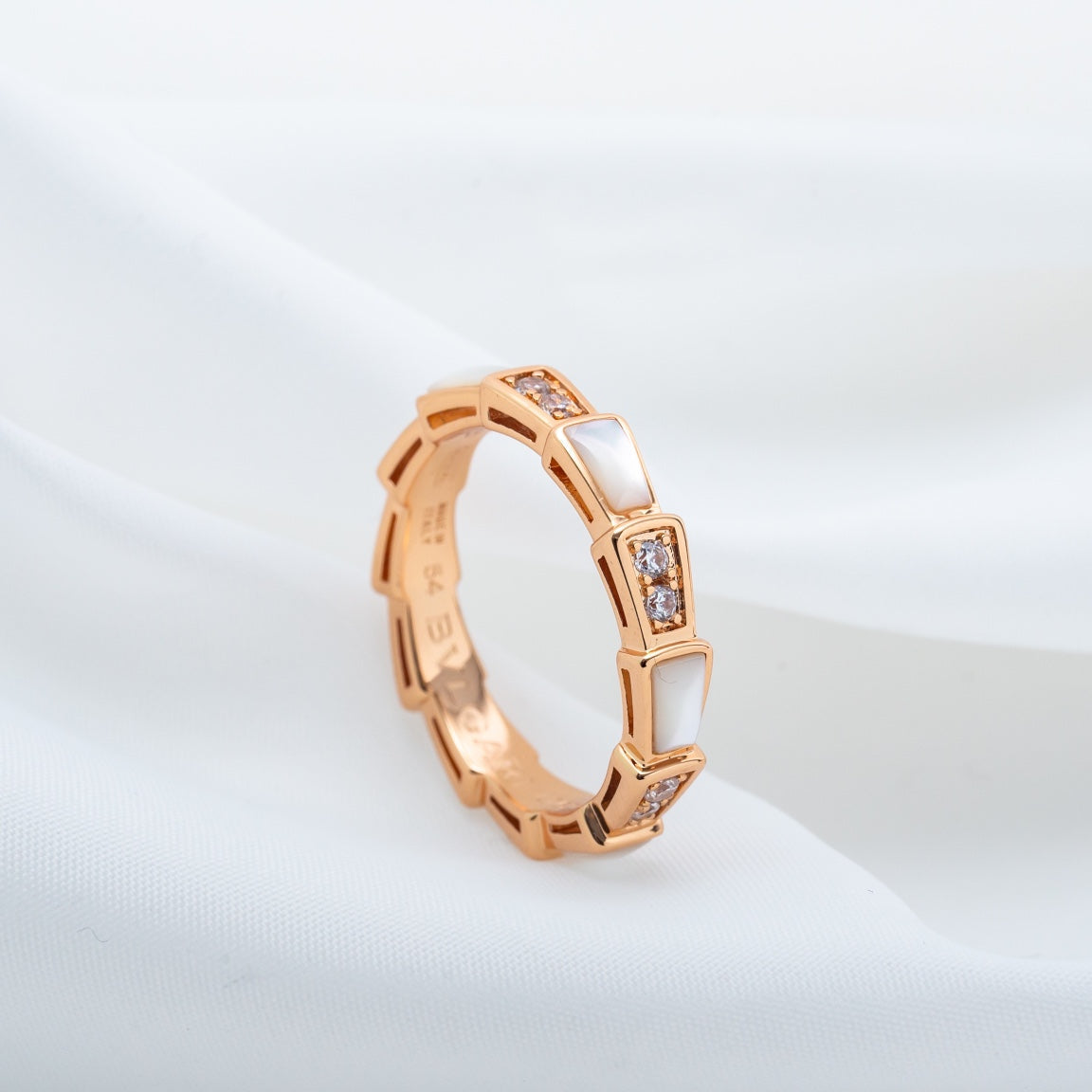 [⭐Marins]SERPENTI RING PINK GOLD DIAMOND MOP 3MM