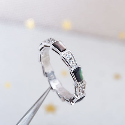 [⭐Marins]SERPENTI RING SILVER  DIAMOND BLACK MOP 3MM
