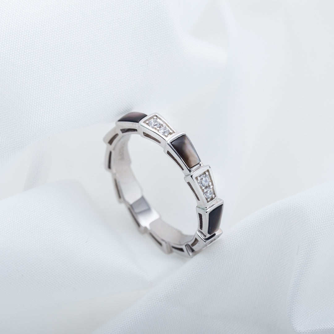 [⭐Marins]SERPENTI RING SILVER  DIAMOND BLACK MOP 3MM