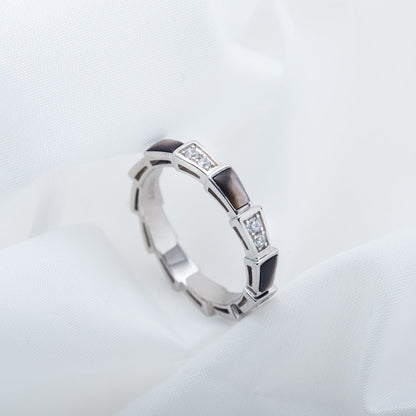 [⭐Marins]SERPENTI RING SILVER  DIAMOND BLACK MOP 3MM