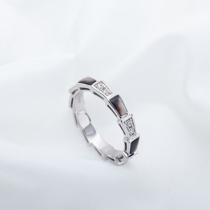 [⭐Marins]SERPENTI RING SILVER  DIAMOND BLACK MOP 3MM