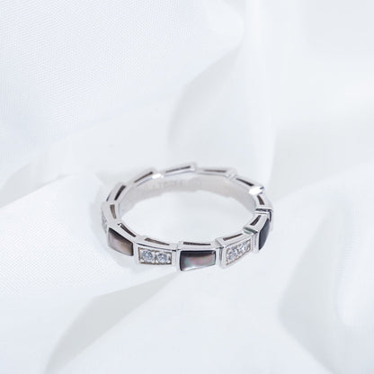 [⭐Marins]SERPENTI RING SILVER  DIAMOND BLACK MOP 3MM