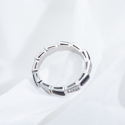 [⭐Marins]SERPENTI RING SILVER  DIAMOND BLACK MOP 3MM