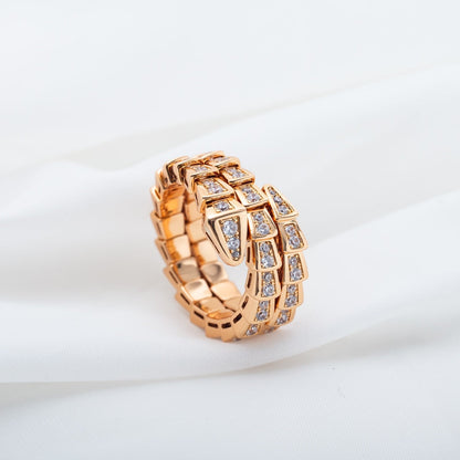 [⭐Marins]SERPENTI RING PINK GOLD DIAMOND DOUBLE ROW