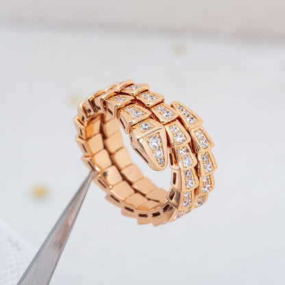 [⭐Marins]SERPENTI RING PINK GOLD DIAMOND DOUBLE ROW