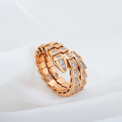 [⭐Marins]SERPENTI RING PINK GOLD DIAMOND DOUBLE ROW