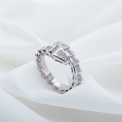 [⭐Marins]SERPENTI RING SILVER DIAMOND PAVED 4MM