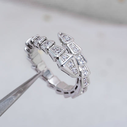 [⭐Marins]SERPENTI RING SILVER DIAMOND PAVED 4MM