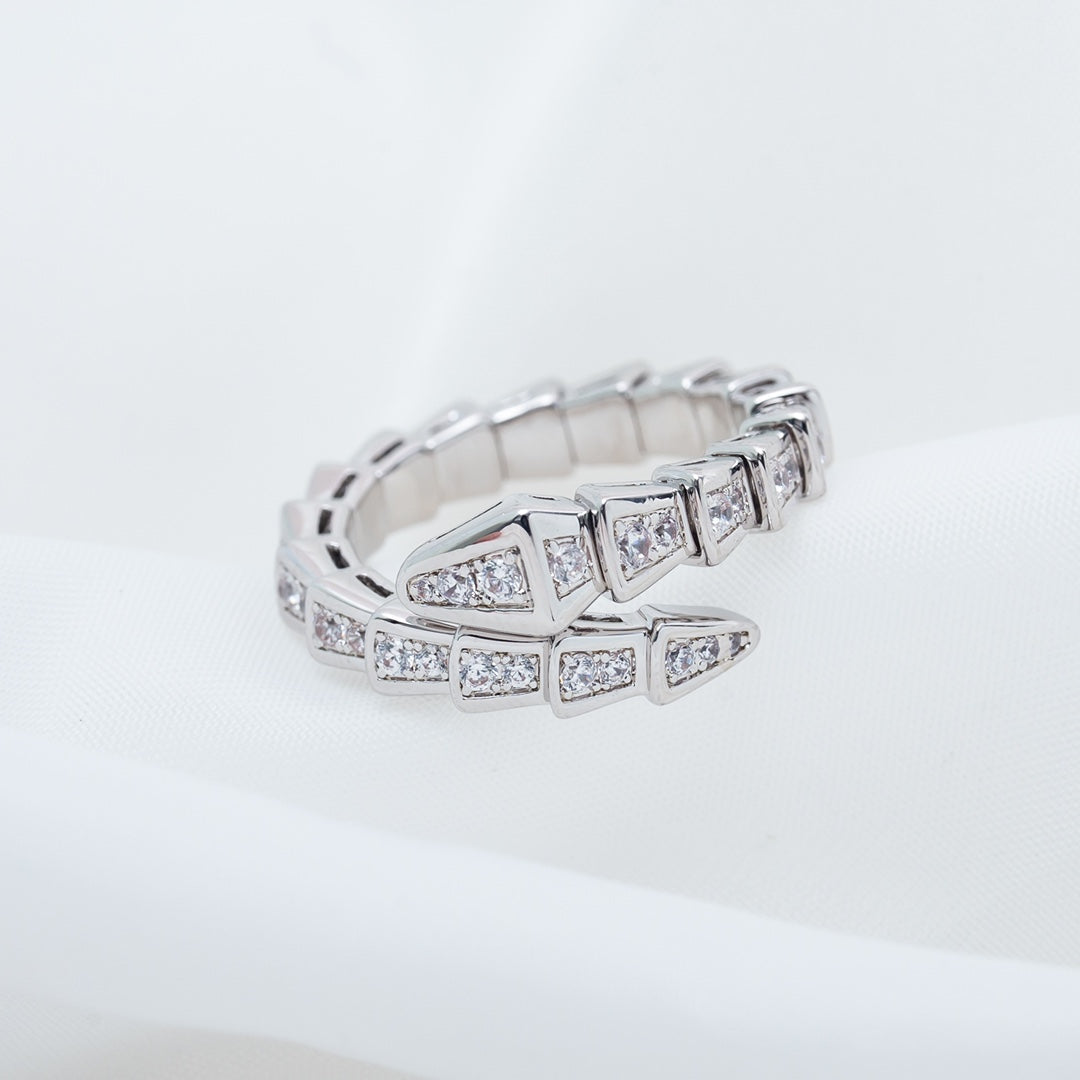 [⭐Marins]SERPENTI RING SILVER DIAMOND PAVED 4MM