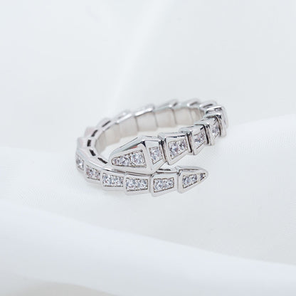 [⭐Marins]SERPENTI RING SILVER DIAMOND PAVED 4MM