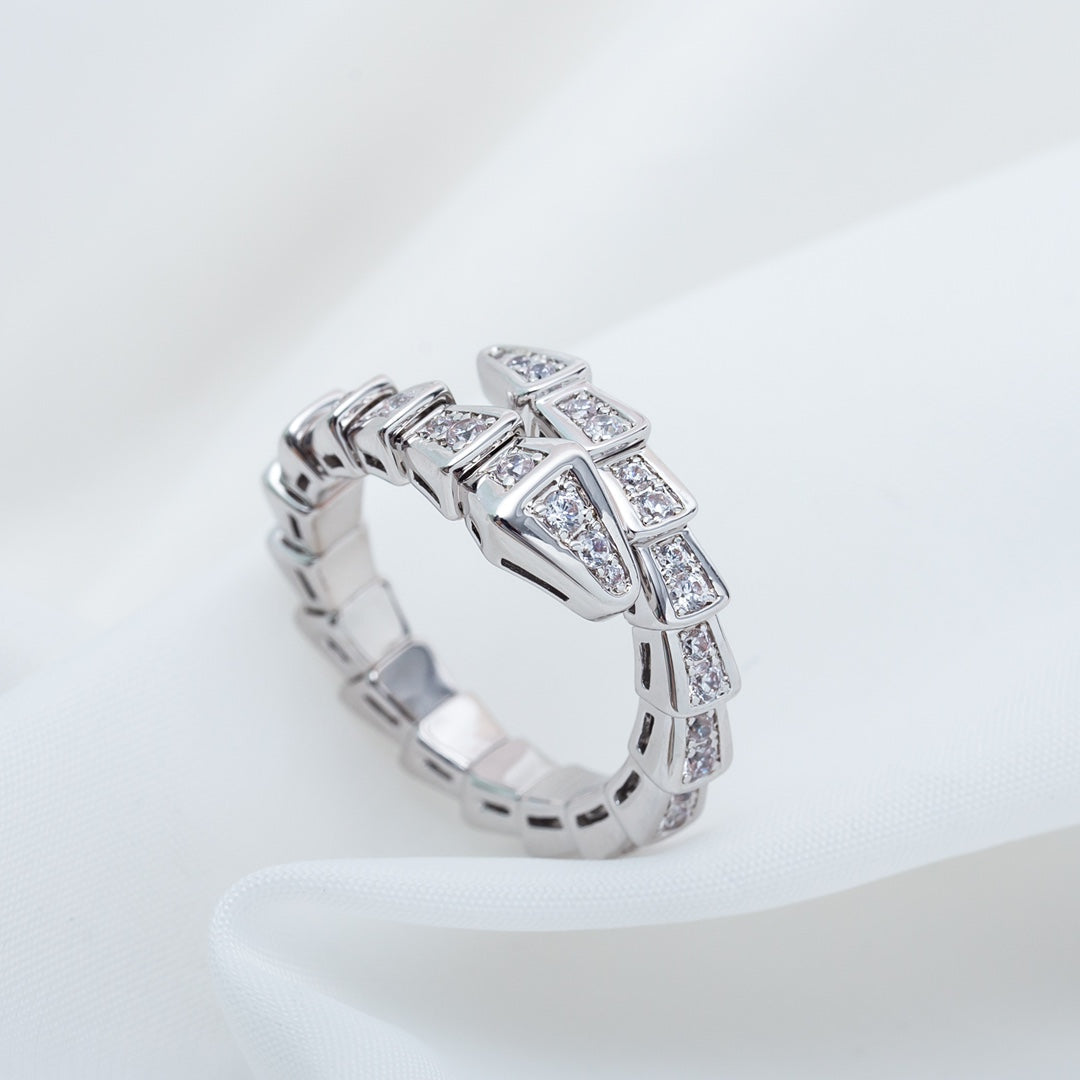 [⭐Marins]SERPENTI RING SILVER DIAMOND PAVED 4MM