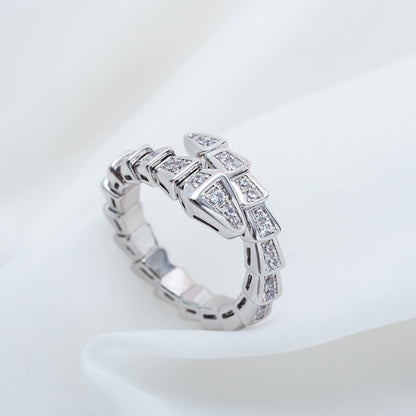 [⭐Marins]SERPENTI RING SILVER DIAMOND PAVED 4MM