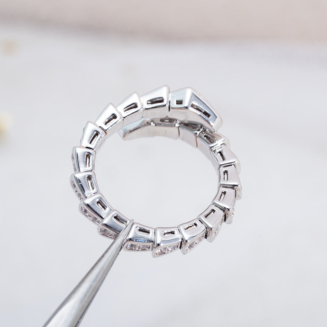 [⭐Marins]SERPENTI RING SILVER DIAMOND PAVED 4MM