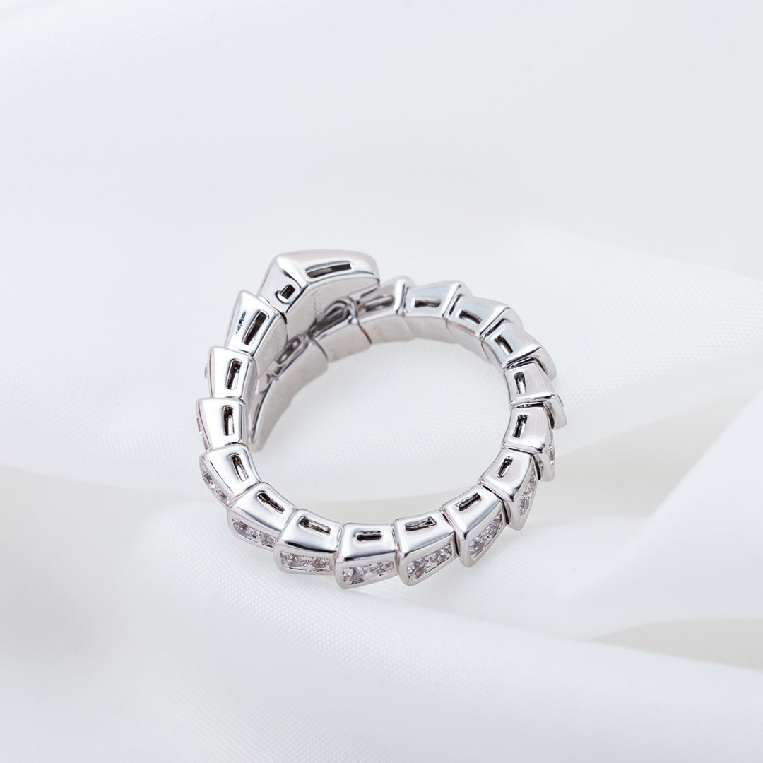[⭐Marins]SERPENTI RING SILVER DIAMOND PAVED 4MM