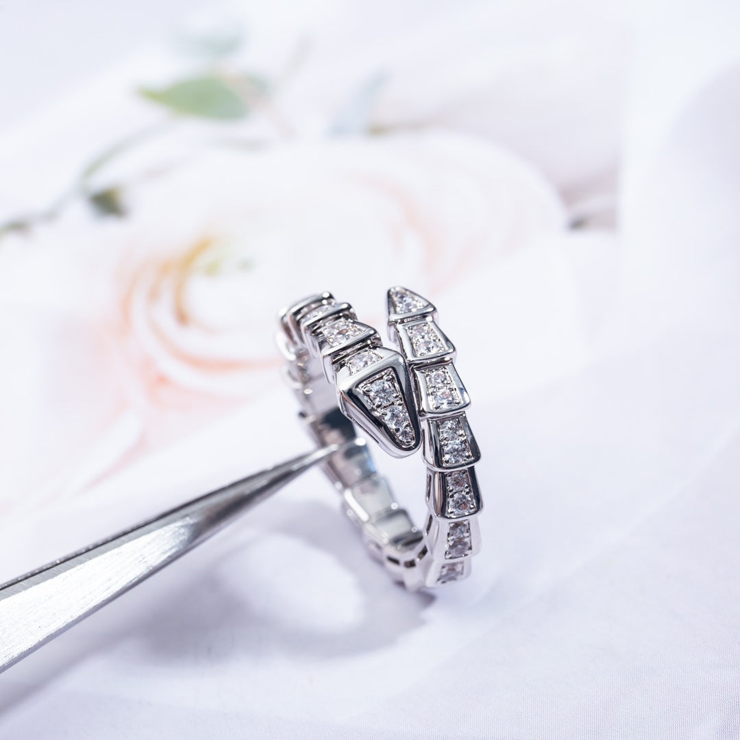 [⭐Marins]SERPENTI RING SILVER DIAMOND PAVED 4MM
