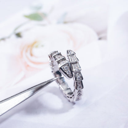 [⭐Marins]SERPENTI RING SILVER DIAMOND PAVED 4MM