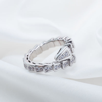 [⭐Marins]SERPENTI RING SILVER DIAMOND PAVED 4MM