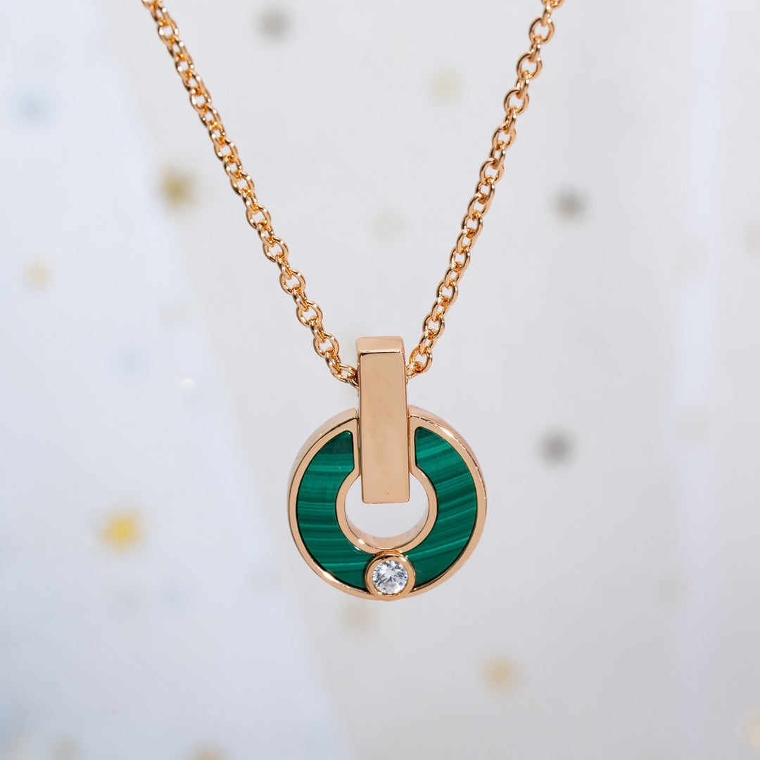 [⭐Marins]GARI NECKLACE PINK GOLD MALACHITE