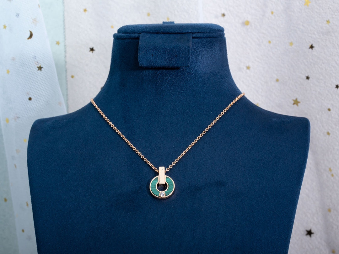 [⭐Marins]GARI NECKLACE PINK GOLD MALACHITE
