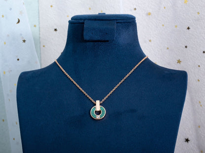 [⭐Marins]GARI NECKLACE PINK GOLD MALACHITE