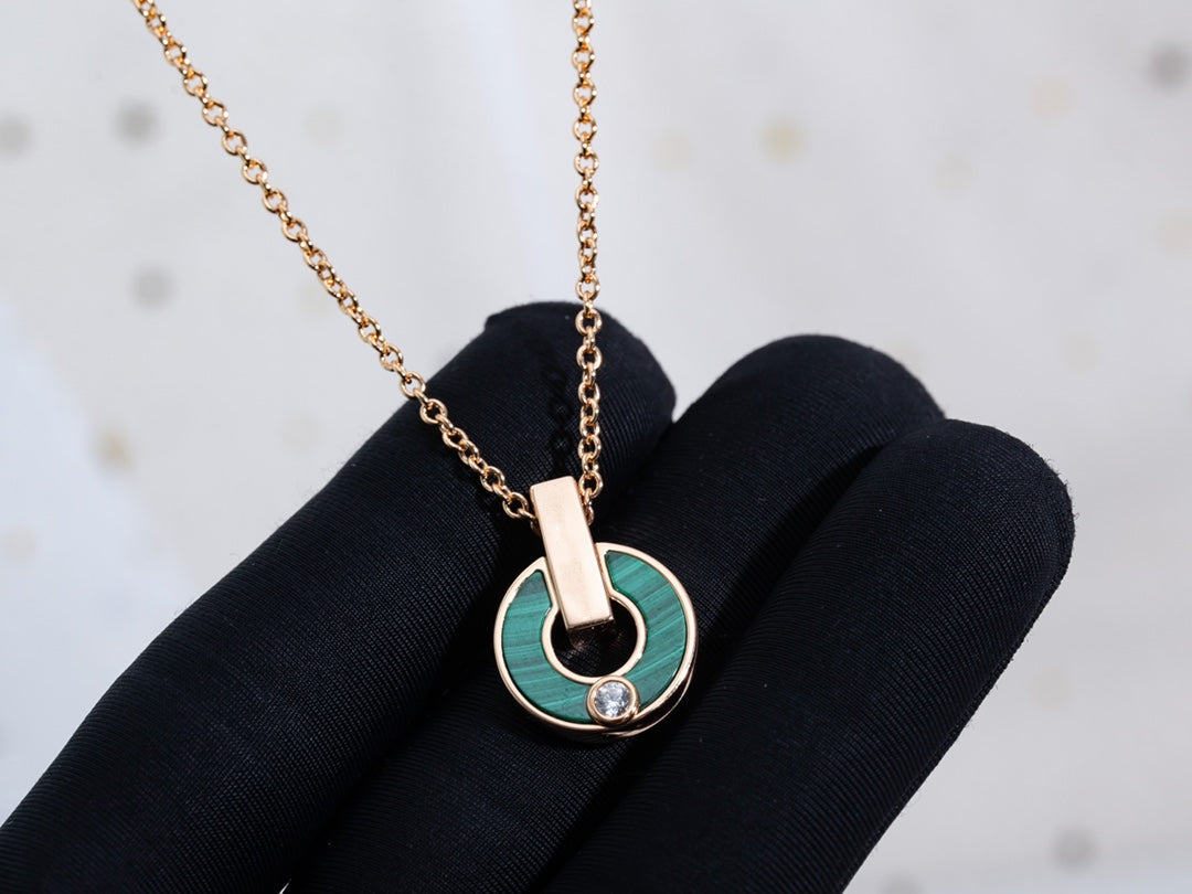 [⭐Marins]GARI NECKLACE PINK GOLD MALACHITE