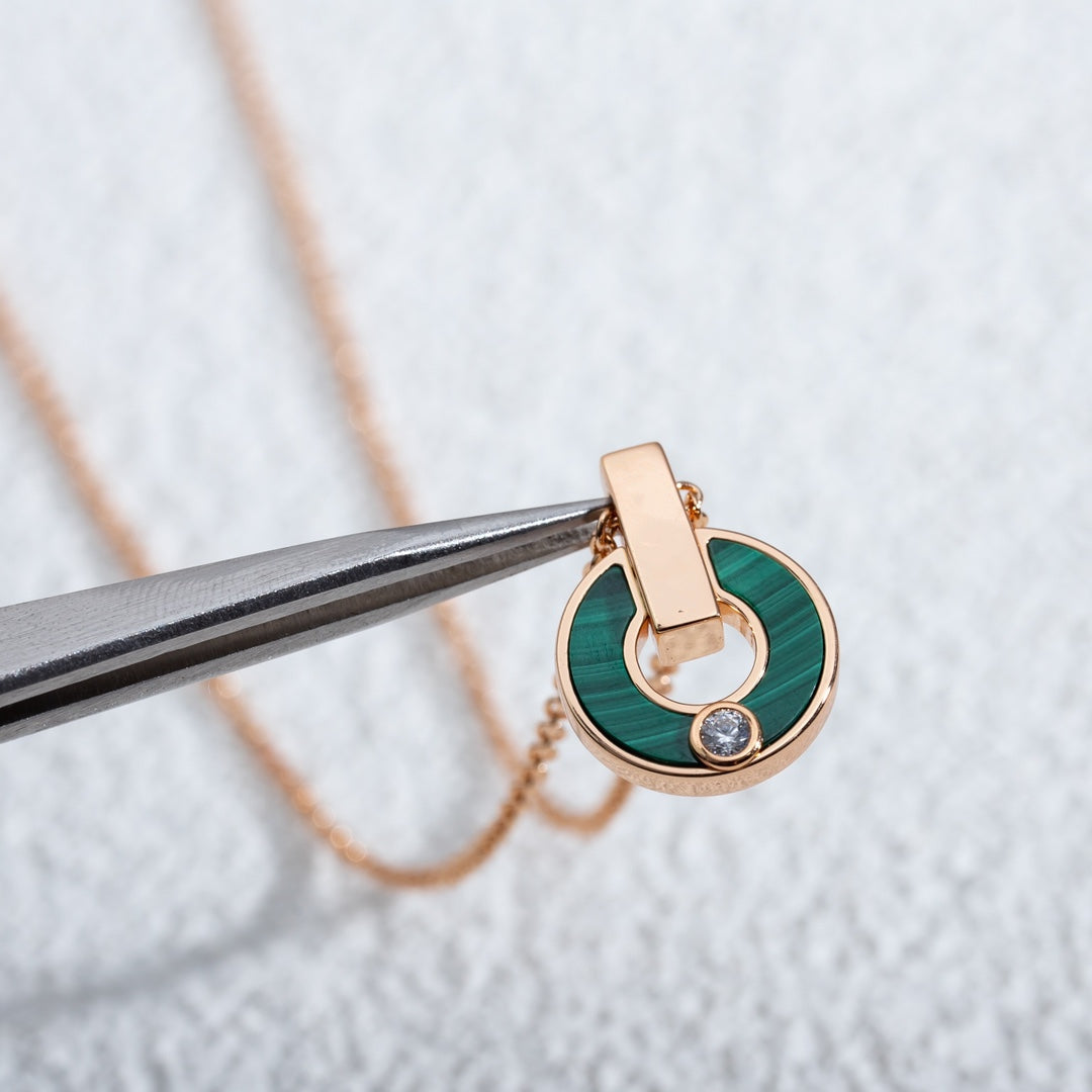 [⭐Marins]GARI NECKLACE PINK GOLD MALACHITE