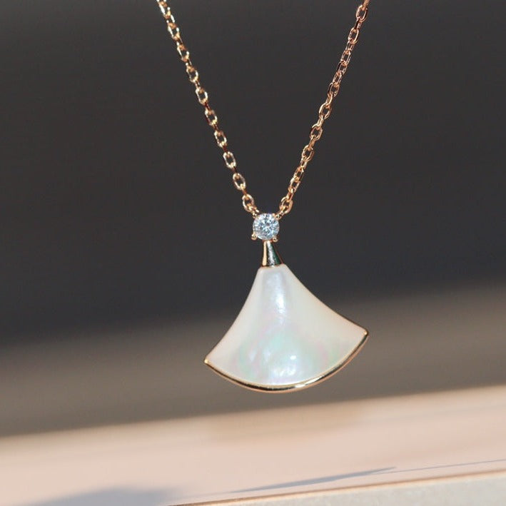 [⭐Marins]DREAM NECKLACE WHITE MOP PINK GOLD 1 DIAMOND