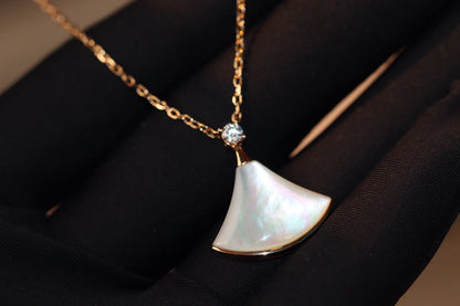 [⭐Marins]DREAM NECKLACE WHITE MOP PINK GOLD 1 DIAMOND