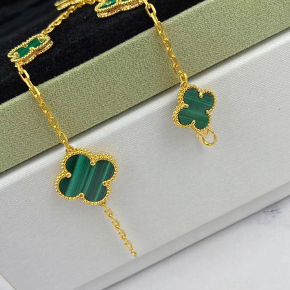 [Marin-Jewelry]MAGIC CLOVER マラカイト ゴールドブレスレット 5モチーフ