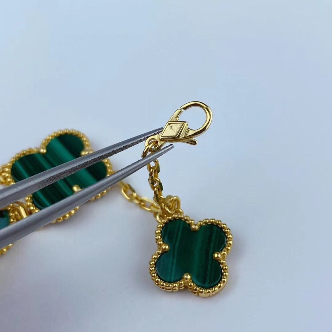 [Marin-Jewelry]MAGIC CLOVER マラカイト ゴールドブレスレット 5モチーフ