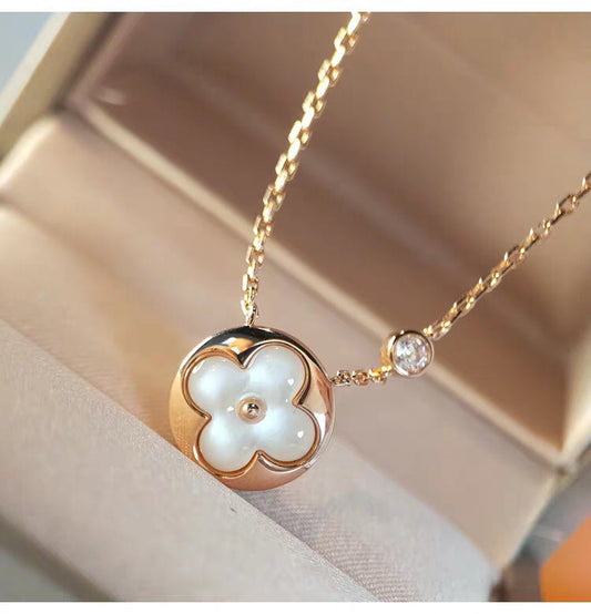[Marin-Jewelry]SUN MOP GOLD 1 DIAMOND NECKLACE