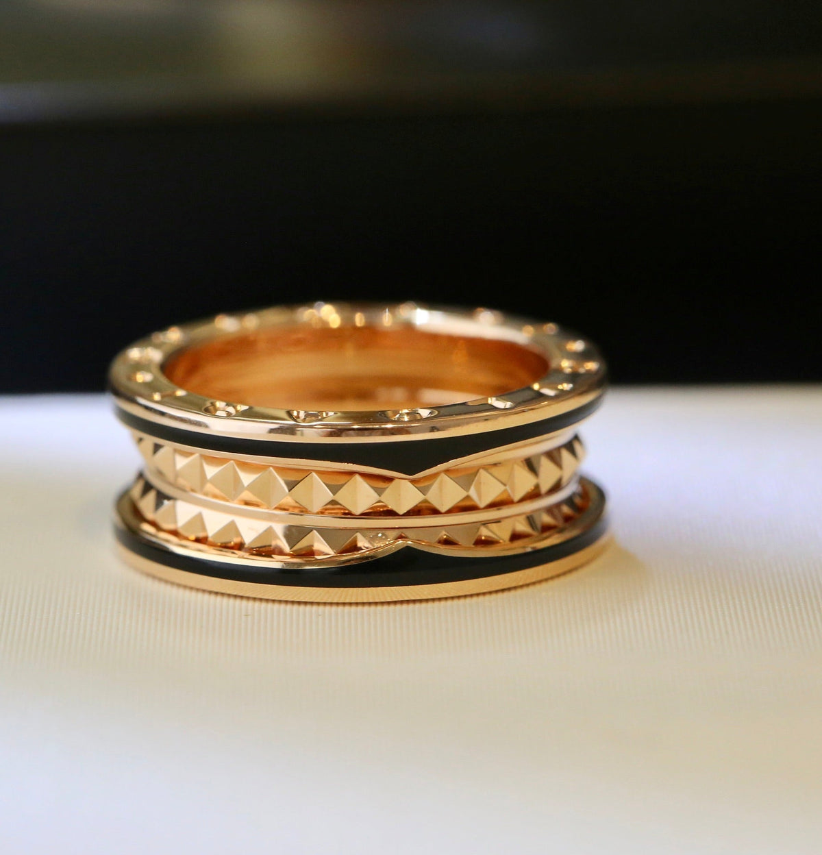 [⭐Marins]ZERO 1 PINK GOLD BLACK CERAMIC RING