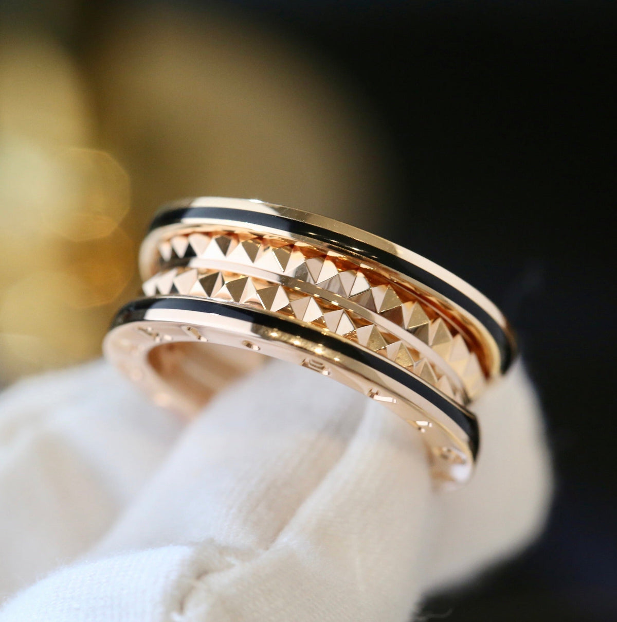 [⭐Marins]ZERO 1 PINK GOLD BLACK CERAMIC RING