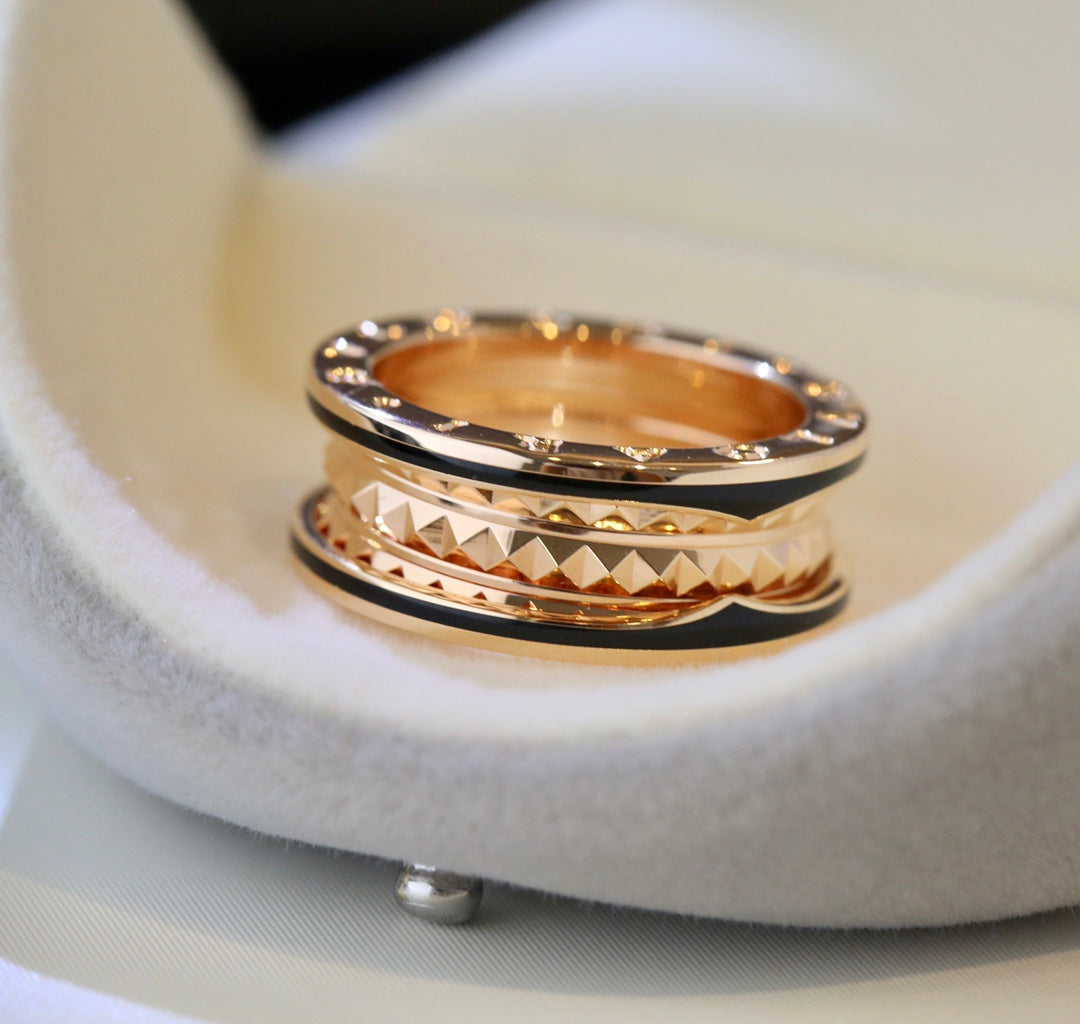 [⭐Marins]ZERO 1 PINK GOLD BLACK CERAMIC RING